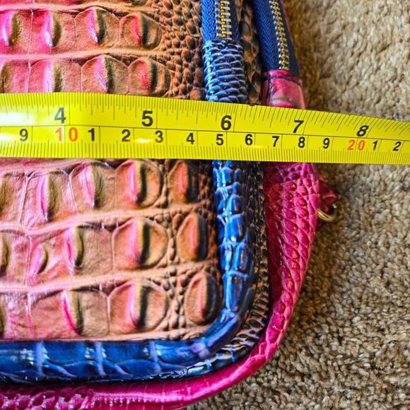 Crossbody Sling Bag Vegan Leather Rainbow Crocodile Pink Commute Travel - Picture 6 of 7